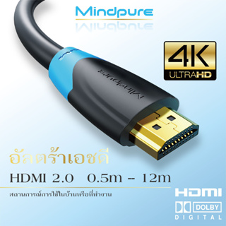 ⚡ส่งไวจากไทย⚡ Mindpure สาย HDMI 2.0  4K Cable 0.5m-12m ความละเอียดสูง 18Gbps