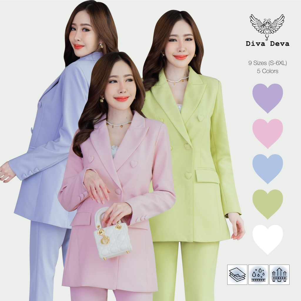 เสื้อสูทผู้หญิงทรงยาว no.2324 ใส่คู่กางเกงกระบอกเล็ก no.2324-2 (S-6XL)