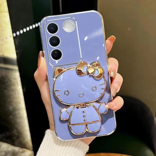 [ตรงรุ่น] เคส TPU เคสการ์ตูน ลายคิดตี้ ขาตั้งกระจก Vivo V29 Case Y36 5G Y36 4G Y27 4G Y27 5G เคส การ์ตูนลายคิดตี้