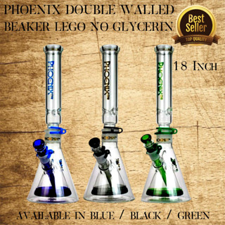 แจกันแก้ว Phoenix Double Walled Beaker Lego 18 Inch Green No Glycerin