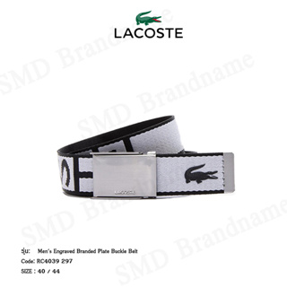 Lacoste เข็มขัดผู้ชาย รุ่น Mens Engraved Branded Plate Buckle Belt Code: RC4039 297