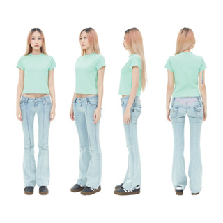 BTN14 Mint สีมิ้น Baby Tee Cotton100% USA NO. 40 รุ่นยืดหยุ่นสูง