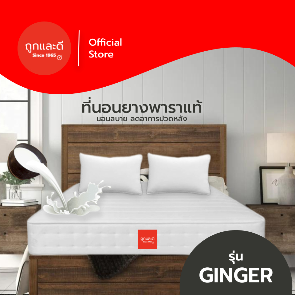 Took Lae Dee [ส่งฟรี] ที่นอนยางพาราแท้ รุ่น Ginger หนา 6 นิ้ว แก้ปวดหลัง แก้ปวดเมื่อย