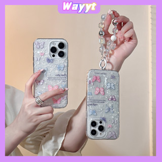 💖จัดส่ง24ชม💖iPhone 14 13 12 11 Pro Max เคส for เคสไอโฟน11 บางเบาพกพาง่าย การ์ตูน น่ารัก ผีเสื้อ เลเซอร์  โซ่มุก Case