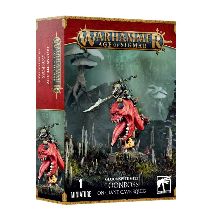 [GW พร้อมส่ง] WARHAMMER AOS: GLOOMSPITE GITZ: LOONBOSS ON GIANT CAVE SQUIG โมเดลเกมสนามจำลอง