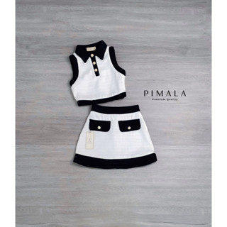 pimala-SETเสื้อ+กระโปรง เซ็ทเสื้อคอปกมีกระดุม3เม็ดน่ารักมากก โทนสีขาวดำเข้ากันน่ารักลงตัวที่สุด ซิปข้าง