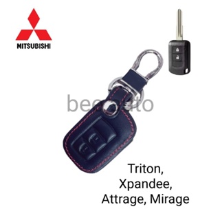 ซองหนังหุ้มรีโมทกุญแจMITSUBISHI /Triton /Xpander /Attrage /Mirage2ปุ่มพร้อมพวงกุญแจ