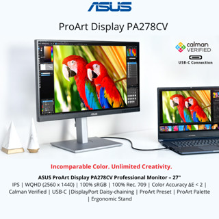 ASUS ProArt Display 27" Monitor PA278CV  2K WQHD, IPS, 100% sRGB, 100% Rec.709, ΔE &lt; 2, Calman Verified, USB-C