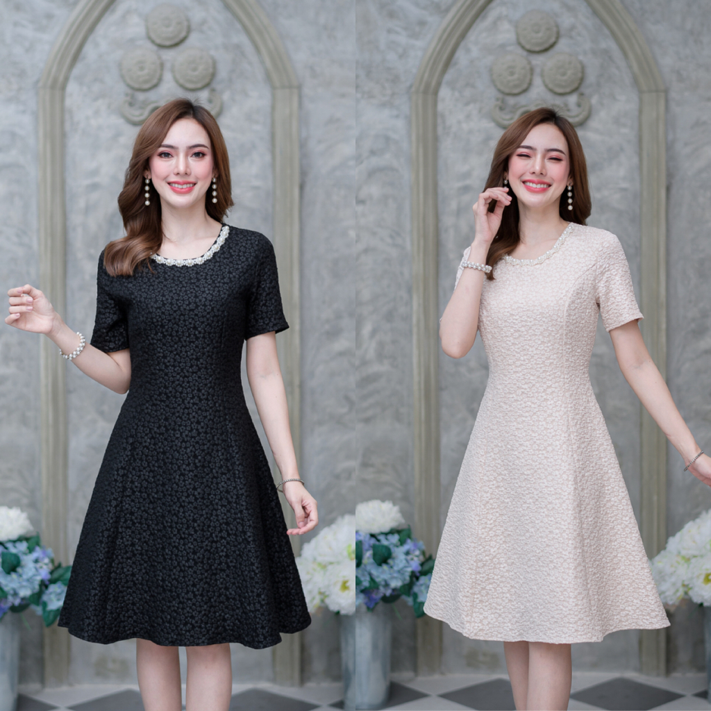 DD361-03 -04 สร้อยมุกครีม ดำ