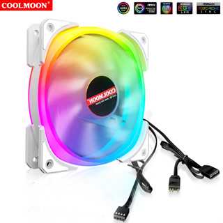 พัดลมเคส Coolmoon Double Pride ไฟวงแหวน ARGB 3pin 5V + 4Pin PWM 120mm 1700RPM