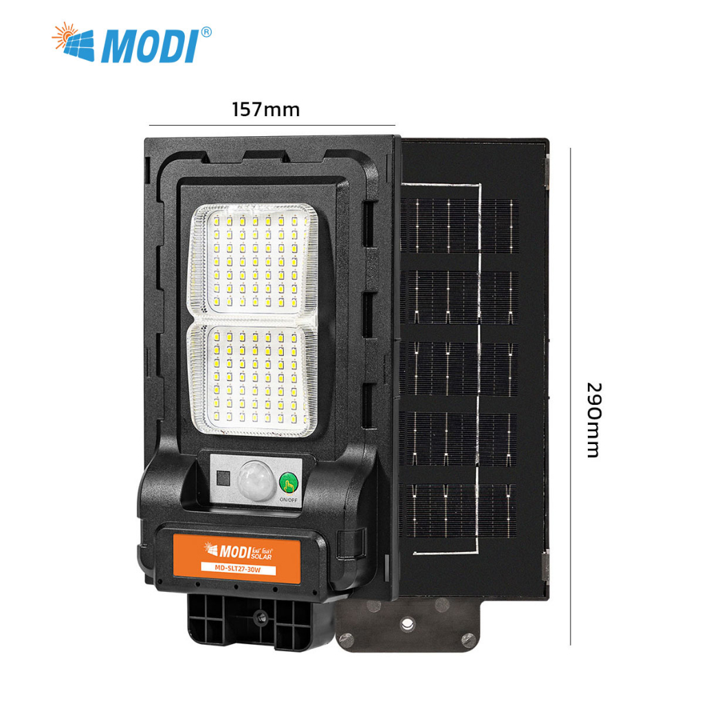 MODI ไฟถนนโซล่าเซลล์ 30W แสงขาว/เหลือง daylight warmlight ขาเหล็ก สว่างค้าง โคมไฟพลังงานแสงอาทิตย์ - 4
