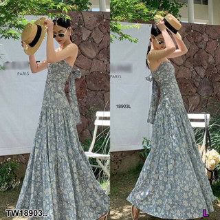 TW18903 Maxxi Dress แมกซี่เดรสลายดอกไม้