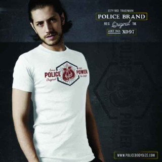 Police Extrasize  เสื้อยืดคอกลม ทรง Slim fit พอดีตัว สีขาว,ดำ,เทา, ใส่ได้ทั้งผุ้ชาย/ผู้หญิง (รหัส : X097)