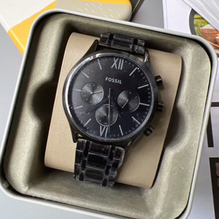 (ผ่อน0%) นาฬิกาชาย Fossil Fenmore Multifunction Black Stainless Steel Watch BQ2365 หน้าปัดกลม 44 มม. สายสแตนเลสสีดำ