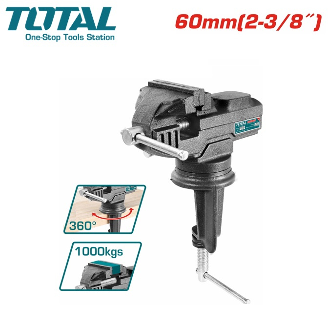 TOTAL ปากกาจับชิ้นงาน แบบหนีบโต๊ะ มี ขนาด 60 มม. รุ่น THT6126 ( Bench Vice )