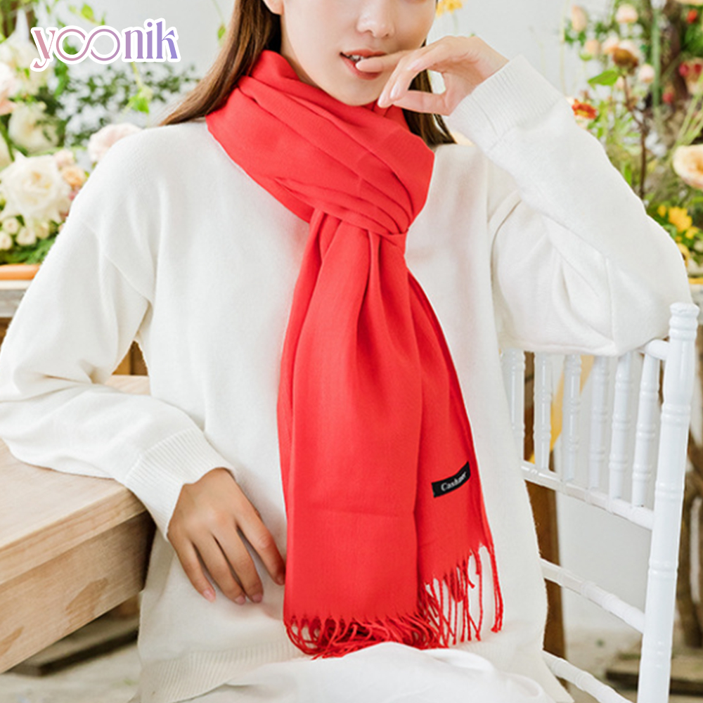 Yoonik ผ้าพันคอผู้หญิง สีทึบ ขนาด200x35cm คุณภาพดี นิ่มสบาย มีให้เลือกหลายสี