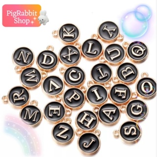 PigRabbitShop ร้านไทย ✨ จี้ตัวอักษร สีดํา 12 มม. สําหรับทํา เครื่องประดับ สร้อยคอ สร้อยข้อมือ DIY 1 ชิ้น จี้