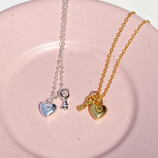 playstuff - S925 Double Heart key necklace