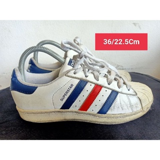 Adidas Size 36 ยาว 22.5 Cm  รองเท้ามือสอง  ผู้หญิง เท้าเล็ก  หนัง แฟชั่น ลำลอง ทำงาน