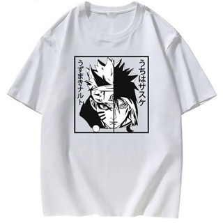 อะนิเมะญี่ปุ่นใหม่ NARUTO -ナルト- เสื้อแขนสั้น  Uzumaki Naruto และ Uchiha Sasuke พิมพ์ลายเทรนด์แฟชั่นผ้าฝ้ายแท้