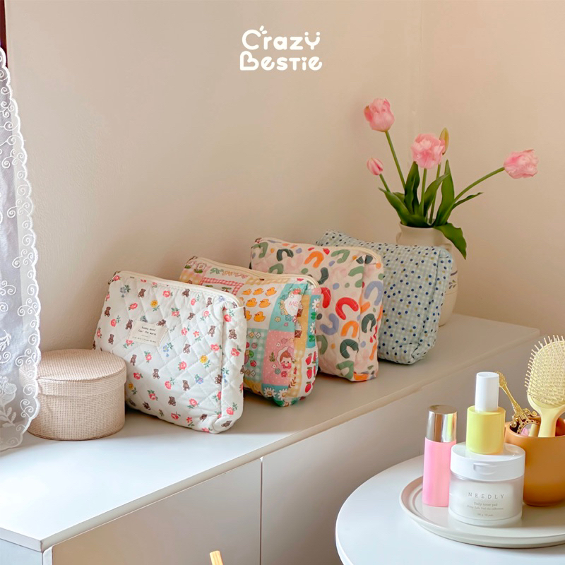 Crazy Bestie กระเป๋าผ้าใส่เครื่องสำอางใบใหญ่ (CB04) ราคา ถูกที่สุด ดีลบีเคเค แกลเลอรีภาพที่ 2