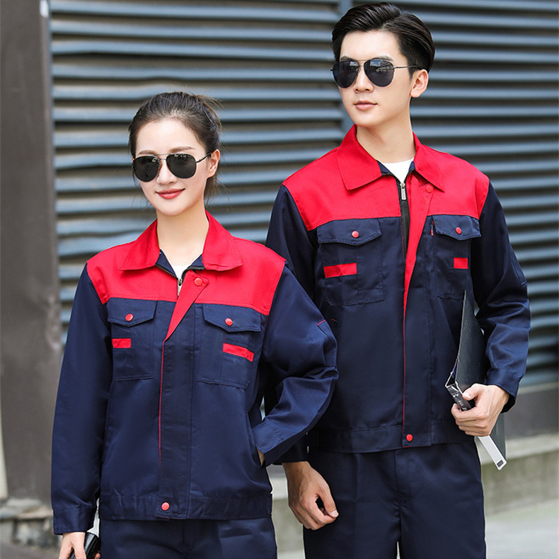 เสื้อผ้าทำงานแบบยูนิเซ็กซ์ เสื้อโค้ตโรงงานช่างซ่อมรถยนต์ ทนต่อการสึกหรอและทนต่อสิ่งสกปรก กระเป๋าหลายใบ