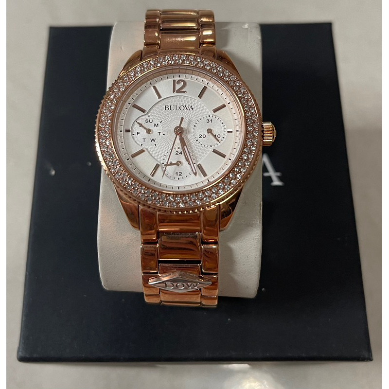 ของแท้ 100% นาฬิกาหรู Bulova Women's 97N101 Swarovski Crystal Rose Gold Tone Watch