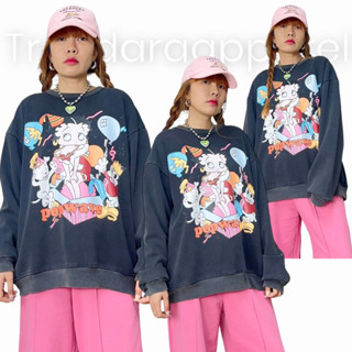 Sweater oversize korea style code:3028ดำ