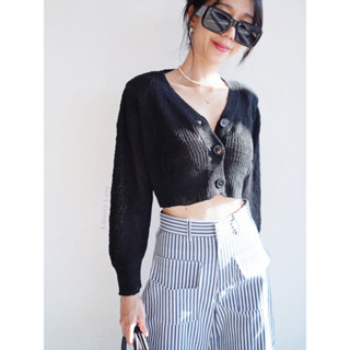 4702 Black crochet crop cardigan