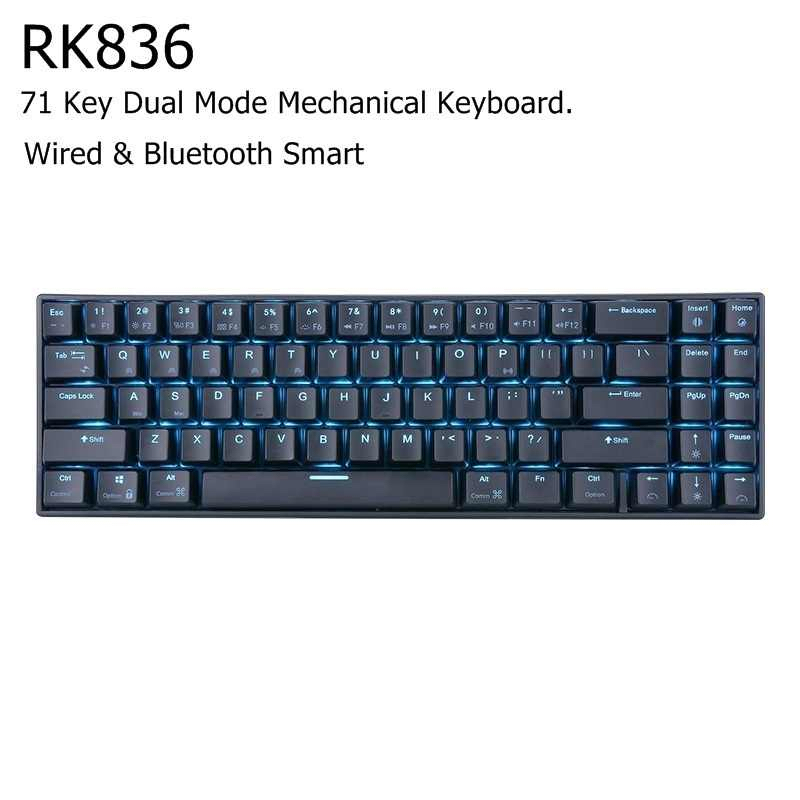 คีย์บอร์ด Royal Kludge 71Key RK836 Backlit Bluetooth Wireless Wired Dual Mode Rechargeable Mechanica