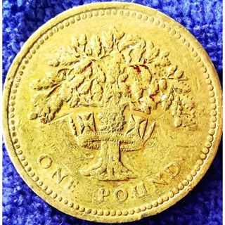 เหรียญ​อังกฤษ​ UK, 1 Pound, (English Oak​ใน​ชุด​ที่ระลึก​ Royal​ Diadem), #​3097L, ใช้แล้ว