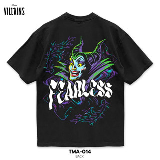 Power 7 Shop เสื้อยืดการ์ตูน ลาย "Maleficent" คอลเลคชั่น "Disney Villains" งานวินเทจฟอกเฟด-สีดำ (TMA-014)