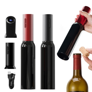 ที่เปิดขวดไฟฟ้าชาร์จสีแดงไวน์ Openers พร้อมจอแสดงผล LCD อัตโนมัติ Corkscrew สำหรับห้องครัวบาร์คลับปาร์ตี้