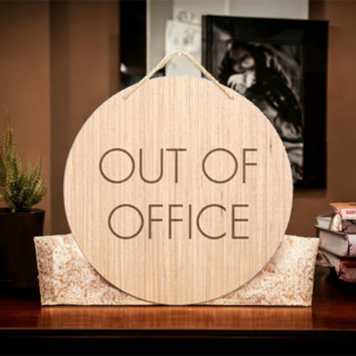 [FudFudAR] ฝุด-ฝุด-อะ ป้ายไม้ OUT OF OFFICE ป้ายสำนักงาน งานเลเซอร์บนแผ่นไม้ Laser Cut เลเซอร์คัท ใช้งาน 1ด้าน