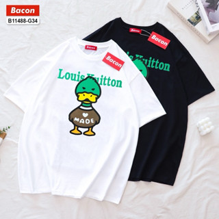 🌟STF_SHOP🌟เสื้อยืดโอเวอร์ไซ สกรีนลายduckงานดำ-ขาว รอบอก46 ยาว 28 ผ้าCotton