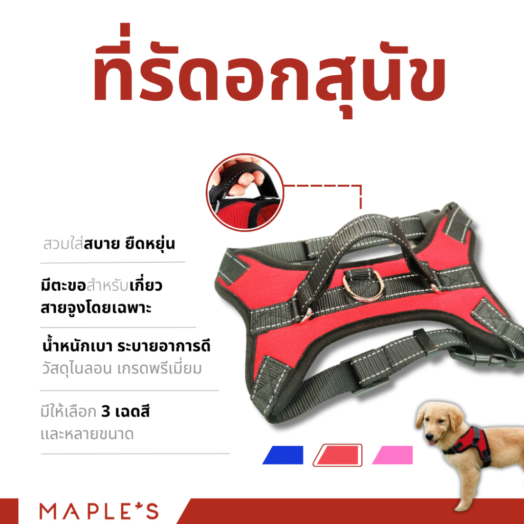 MAPLE'S สายรัดอกสุนัข สำหรับสัตว์เลี้ยงขนาดเล็ก-กลาง-ใหญ่ เมเปิ้ล maple