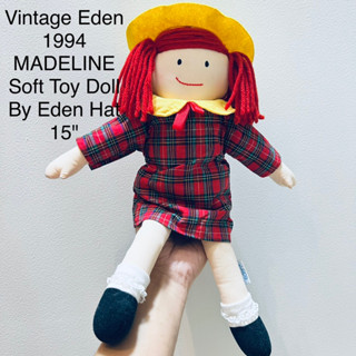 ตุ๊กตา เด็กผู้หญิง Vintage Eden 1994 MADELINE Soft Toy Doll By Eden Hat ขนาด15" ลิขสิทธิ์แท้ สภาพสมบูรณ์  9/2023