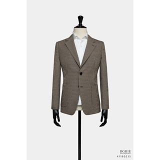 Classic brown Gunclub Check 2 Button Unlined Patch pocket Wool Jacket - แจ็คเก็ตสูทสีน้ำตาลลายตาราง