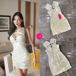 Code : M9 Lemonade Dress ชุดเดรสสั้นแต่งสายไขว้ด้านหน้าดีเทลจับจีบรูปช่วงกระโปรง สำหรับผู้หญิง ไซส์ Xs-L