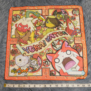 ผ้าเช็ดหน้า ลาย Yokai Watch โยไกโทนสีแดง ผ้าเช็ดหน้ามือสอง