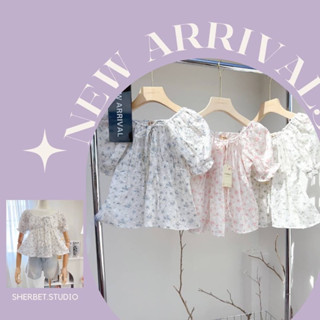 เสื้อแขนตุ๊กตา สม็อคหลัง แต่งลูกไม้3D ดอกนูนสามมิติ