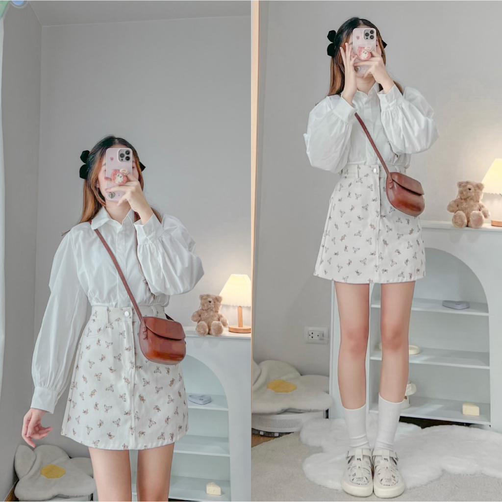 RIKA 🌙น้องVenita เชิ้ตคอบัวแขนพอง🌥️(ได้เฉพาะเสื้อ)(A09)