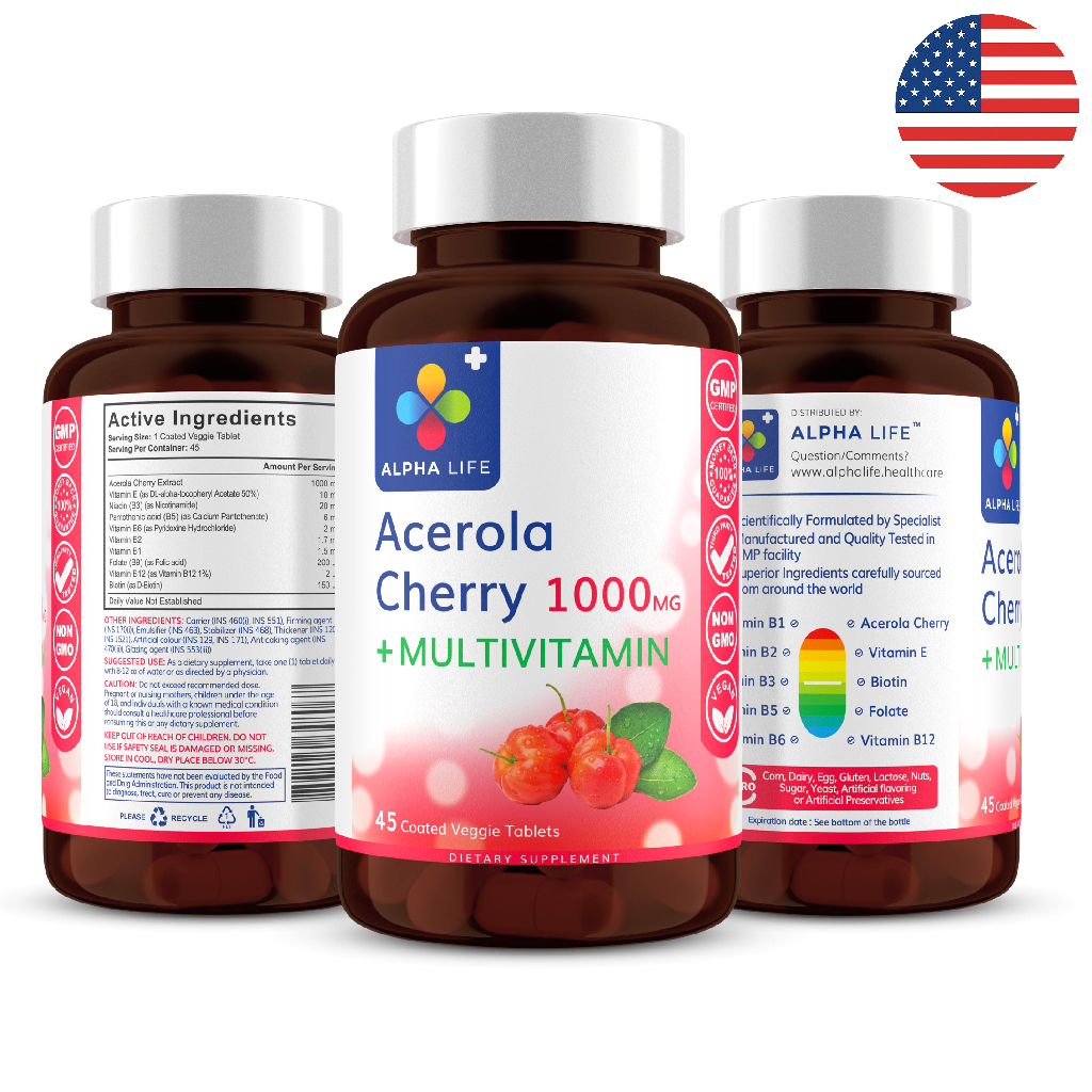 วิตามินซี 1000 mg Acerola Cherry + วิตามินรวม vitamin c อะเซโรล่าเชอร์รี่ + multivitamin วิตามินซี ว