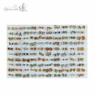 พร้อมส่ง ต่างหูแฟชั่น ต่างหูก้านพลาสติก คละลาย 36/100 คู่