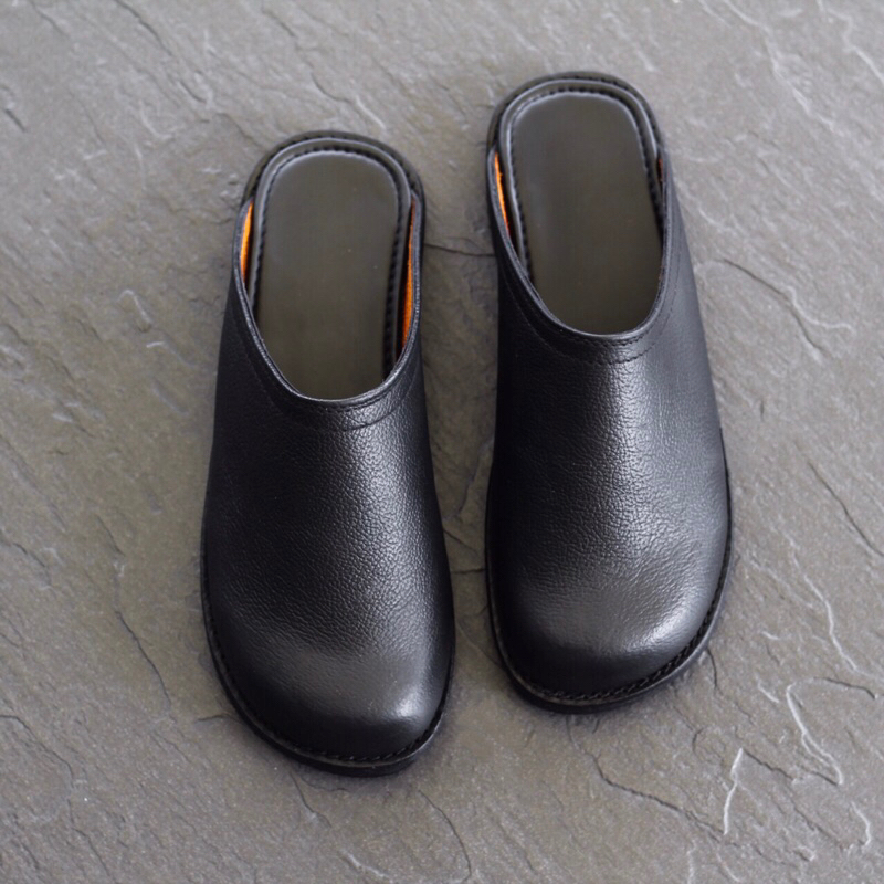Irene 05 | รองเท้าหนังวัวแท้ ทรง clogs (ไม่มีเย็บตรงกลาง หัวรองเท้าโค้งมน)