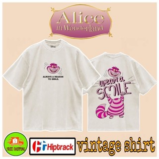 เสื้อDisney ลาย The Cheshire Cat วินเทจ สีขาว ครีมๆ เฟด ( TMA-022)