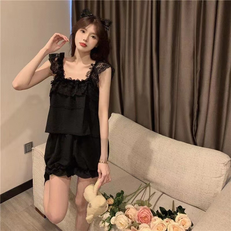 ชุดนอน แขนสั้น กางเกงขาสั้น เอวยางยืด สไตล์เกาหลี - รูปที่ 3