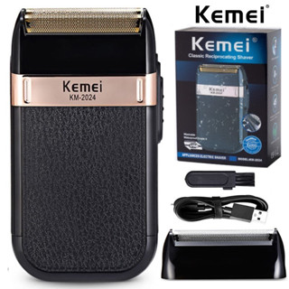 Kemei KM-2024 เครื่องโกนหนวดแบบชาร์จไฟไร้สาย ใบมีดคู่