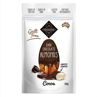 Hugos - Lightly coated dark chocolate almonds 120g