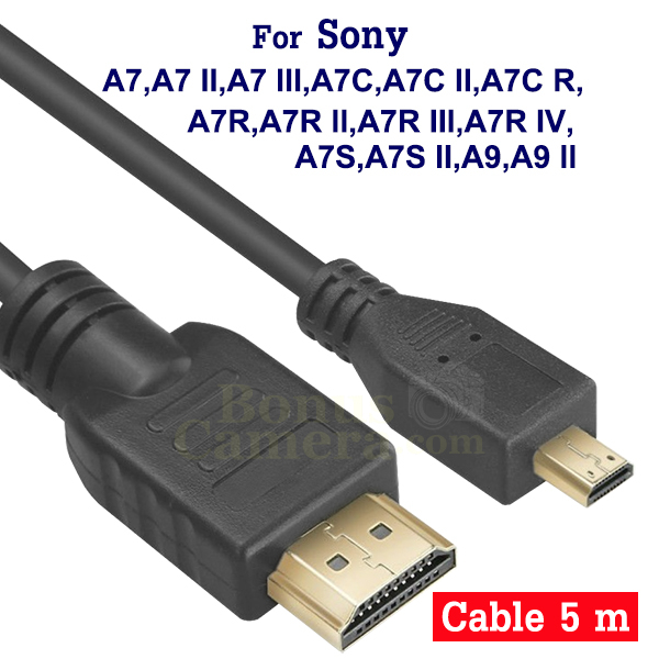 สาย HDMI ยาว 5m ใช้ต่อ Sony A7,A7 II,A7 III,A7C,A7C R,A7 R,A7 R II,III,IV,A7S,A7S II,A9,A9 II เข้ากับ HDTV,Monitor cable